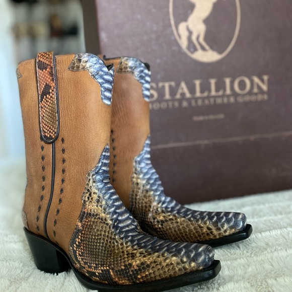 Pinto Ranch Tri Color Python Boots - Picture 6 of 10